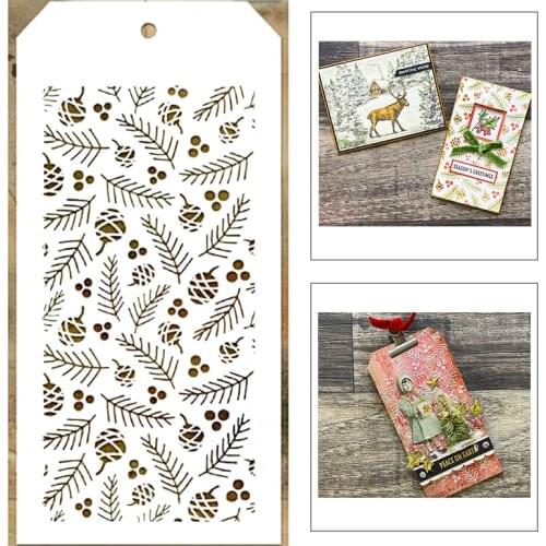 2021 New Label Tag Plastic Stencil For DIY Craft Making Christmas Pine Cones Scrapbooking Card Album No Metal Cutting Dies Stamp