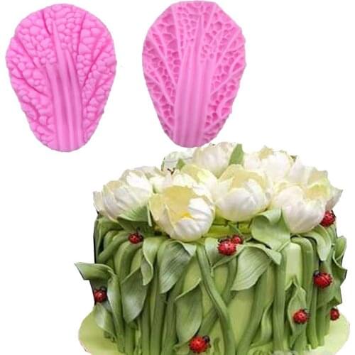 A New 2 Petal Pattern Simulation Leaf Liquid Silicone Flip Sugar Cake Mold X099