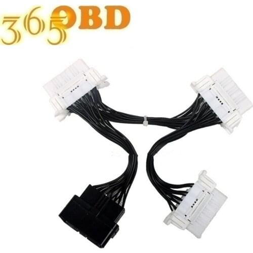 OBD2 16PIN Male to 3 Female For ELM327 Car Diagnostic Cable Electronic Wire Cable OBD2 16PIN Connector Adapter White Wire