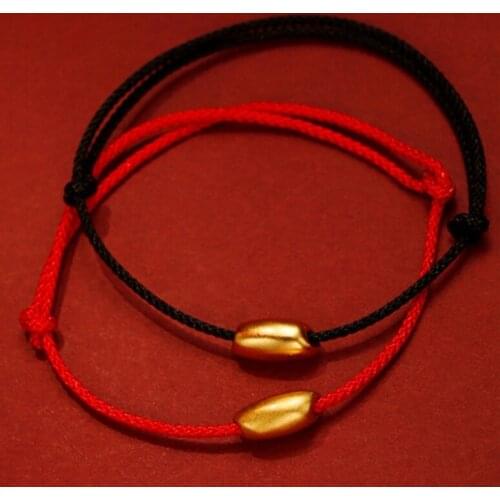 Handmade Rice Charm Bracelet Thin Red Black Rope Thread String Bracelets For Men Women DIY Jewelry