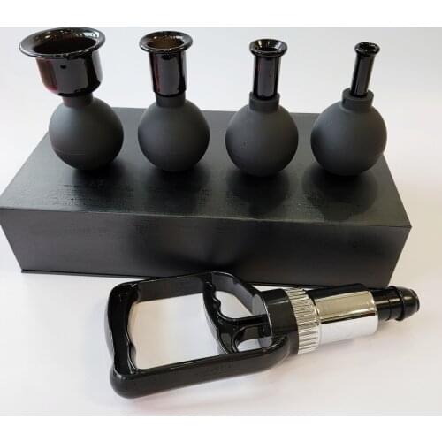 Single Black Facial Dedicated Face Lift Rubber Silicone Glass Vacuum Suction Massage Cupping Cups Jars