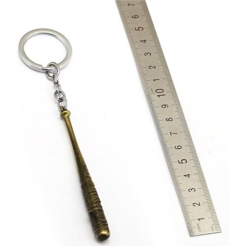 GWTS 12pcs/lot Wholesale Walking Dead Keychain Metal Baseball Bat Ball Ngan Key Ring Holder Men Jewelry Movie Gifts