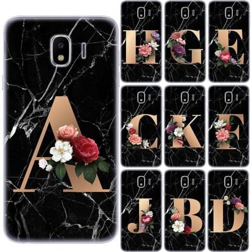 Marble Flowers Custom Letter Customized Initial Case Cover For Samsung Galaxy J3 J5 J7 2017 J4 J6 Prime J8 2018 Silicone Cases