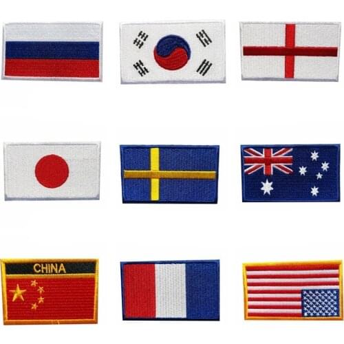 Japanese USA Flag Korea Canada Appliques Patchwork Patch Embroidered Patches For Clothing Iron On For Close Shoes Bags Badges