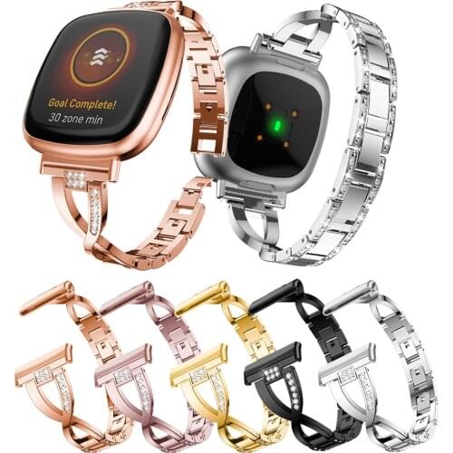 Strap For Fitbit Versa 3/ Sense smartwatch with Diamond Classic Mens Watch Womens Bracelet Replacement Wrist band Accessories