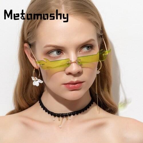 2020 New Fire Rimless Sunglasses Women Rectangle Ocean Lens Sun Glasses Men Vintage Metal Frameless Shade Gradient Mirrors UV400
