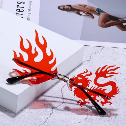 Trendy Retro Dragon Phoenix Sunglasses Rimless Sun Glasses Summer UV Protection Ocean Lens Sunglasses Fashion Punk Accessories