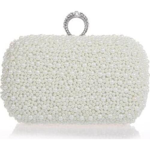 New Fashion Women Evening Clutch Bag Gorgeous Pearls Crystal Beading Bridal Wedding Party Bags Female Chain CrossBody Handbags