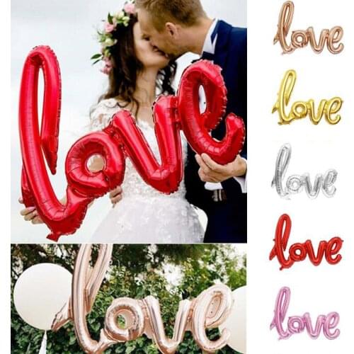 Wedding Balloons Ligatures Rose Gold Love Letter Balloon Anniversary Valentines Birthday Party Decoration Balloon Party Supplies