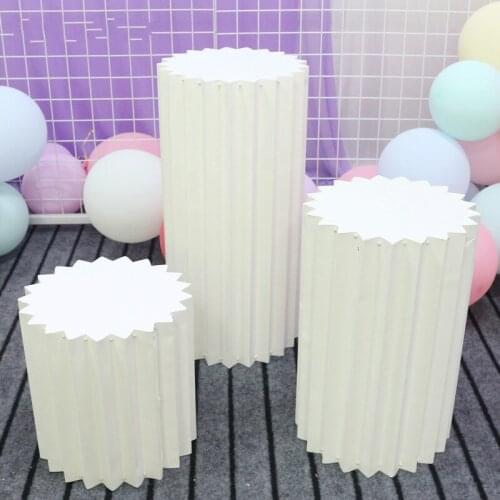 Wedding Props Stage Multicolor Origami Round Pillar Three Piece Shopping Mall Decor Home Birthday Party Arrangement Decor