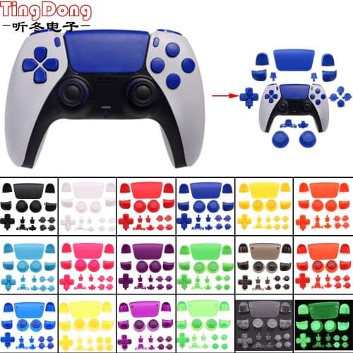 TingDong Replacement D-pad R1 L1 R2 L2 Triggers Share Options Full Set Face Buttons Repair Kits for DualSense 5 PS5 Controller
