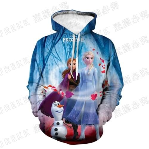 Disney Cartoon Anime Frozen Hoodies Men Women Children Cool 3D Printed Hooded Pullove Sweatshirts Boy Girl Kids Tops
