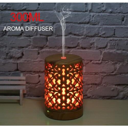 300 ml air humidifier wood grain aroma diffuser electric essential oil aromatic air diffuser with 7 color LED night light