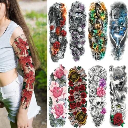 Waterproof Temporary Tattoo Sticker Totem Geometric Full Arm Large Size Sleeve Tatoo Fake tatto flash tattoos for men women