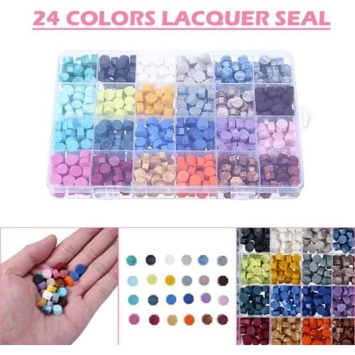 600Pcs/Box 24 Colors Sealing Wax Stamp Retro Envelope Seal Wax Beads Wedding Art Crafts Wax Seal Beads Set DIY Decoration