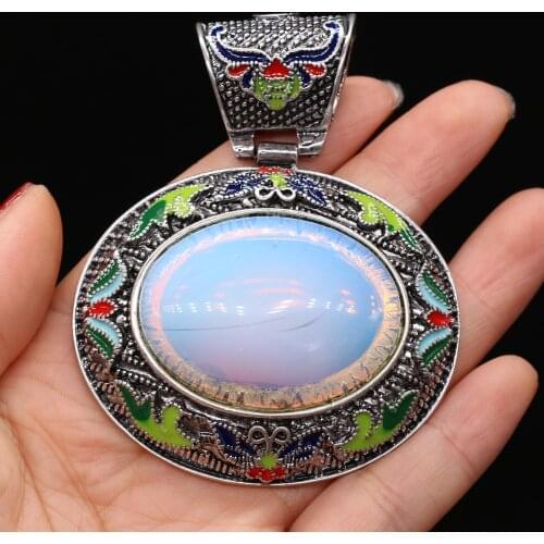 High Quality Retro Oval Abalone Shell Pendant Natural Stone Crystal Agate Jewelry Making DIY Necklace Accessories Banquet Gifts