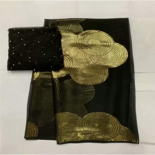 Hot Selling High Quality African Metal Silk Fabric 5 Yards &2 Yards Chiffon African Silk Fabric For Ladies Party Clothing!LXF625