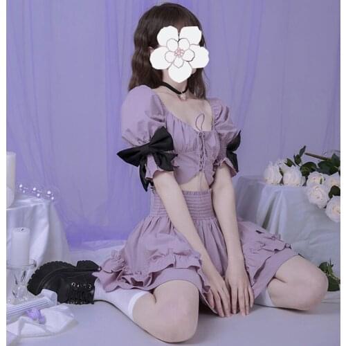 Womens suit Tops New Summer dress sets High Waist Mini Skirts Pleated Women Skirts Casual Lolita Harajuku Tops Suits with skirt