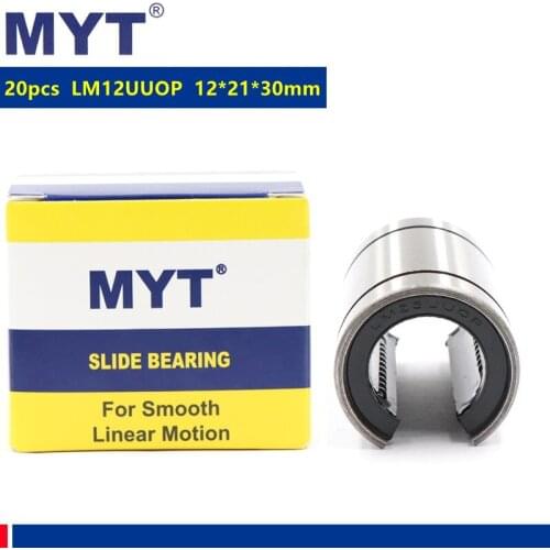 20pcs MYT high precision LM12UUOP 12mm 12*21*30 mm Open Type Linear Bushing Bearing for CNC 3D printer parts shafts LM12UU-OP