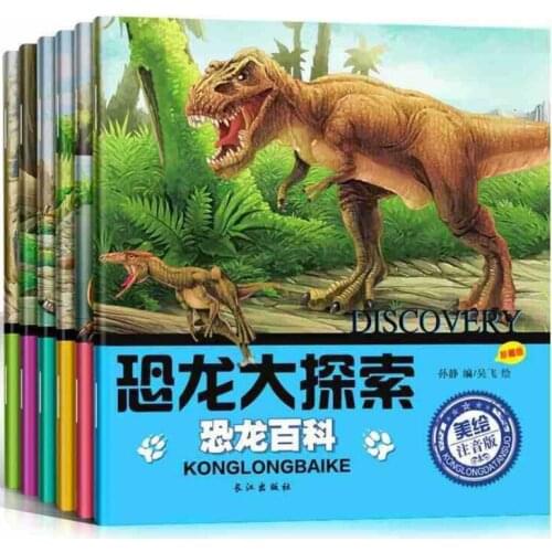 6pc/set chinese kids Book Dinosaur exploration story books &Pinyin picture learn chinese For children/Baby/comic/art book famous