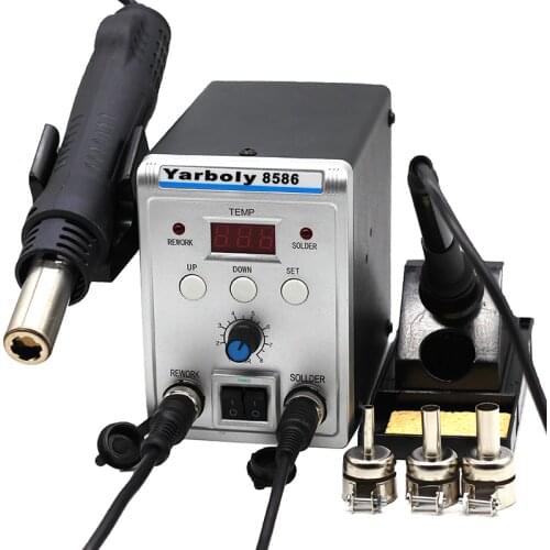 8586 700W 220V 2 in 1 Soldering Station Hot Air Gun Solder Iron SMD BGA Rework Desoldering Welding Repair Tools