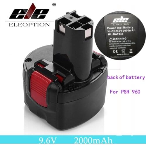 ELEOPTION BAT048 9.6V 2000mAh Ni-CD Rechargeable Battery Pack Power Tools Battery for Bosch PSR 960 BH984 BAT048 BAT119