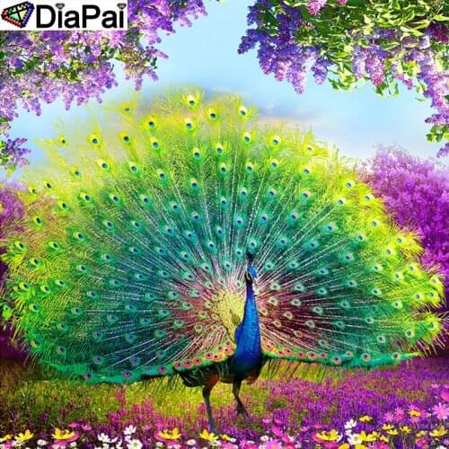 DiaPai 5D Diamond Painting Full Drill Diamond Embroidery "Animal peacock" Picture Of Rhinestone Handmade Home Decor A27453
