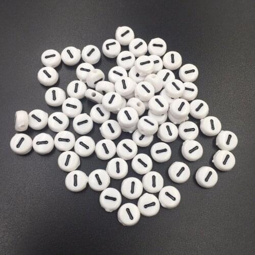 Free Shipping 100PCs 4*7MM Flat Coin Round Shape Single Initial I Printing Acrylic Letter Beads Plastic Alphabet Bracelet Beads