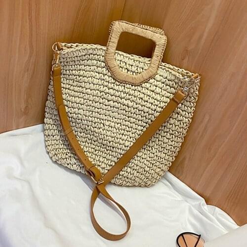 Bohemian Straw Bag For Women Large Capacity Beach Handbag Handmade Woven Shoulder Bag Rattan Knitted Totes Bolsas Mujer