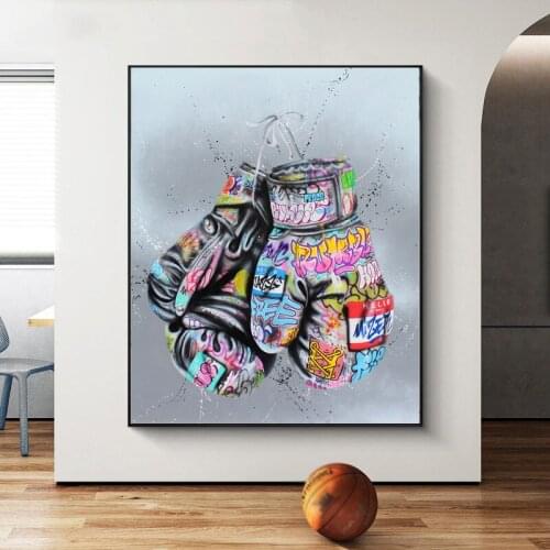 Boxing Gloves Graffiti Art Posters and Prints on The Wall Canvas Painting Street Wall Art Picture for Living Room Home Decor