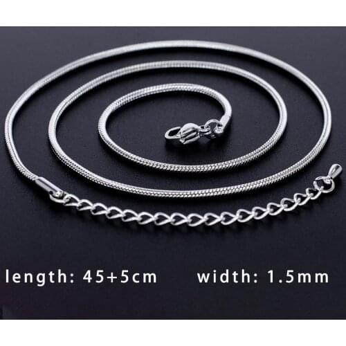 1pc 40cm +5cm (16 inch + 2 inch) Stainless steel Necklace snake Chain DIY Jewelry making