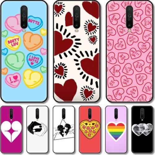 Heart shapes Phone Case For XiaoMi Redmi Note 10S 9S 8 7 6 T Pro Black Cover Silicone Back TPU