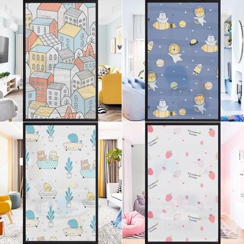 Kids room kindergarten electrostatic window film living room bedroom sliding door privacy creative personality pattern film
