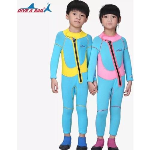 Kids 2.5mm Neoprene Wetsuits Child One-piece Long Sleeved Diving Wet Suits Rash Guard Sunscreen Warm Swimwear Clothing