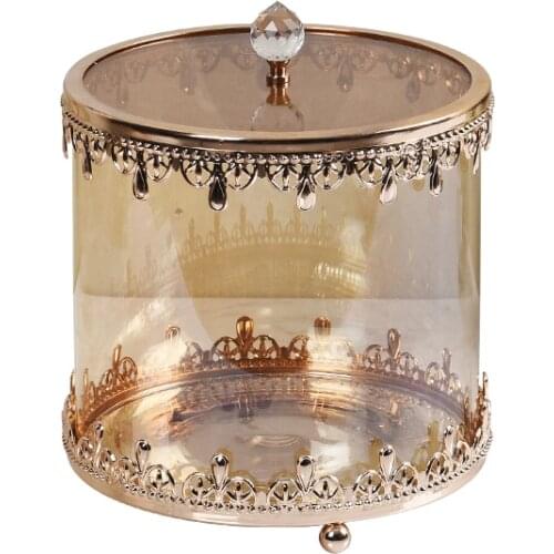 European Luxury Electroplating Metal Glass Candy Jar Gold Silver Handcraft Storage Jar Storage Tank Glass Bottle Home Decoration