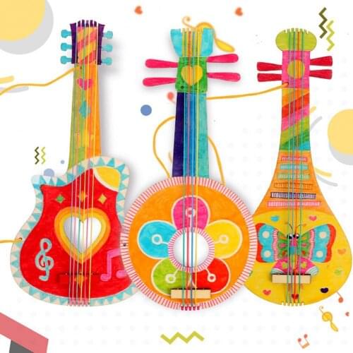 Guitar Material Creative Decorations Wooden Handmade DIY Guitar Painting Graffiti Material Wooden Musical toys for Children