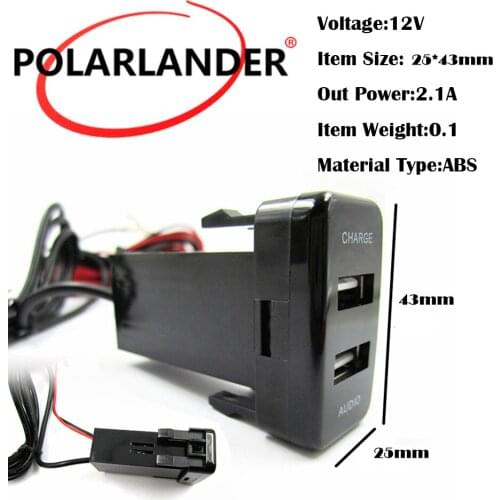 Hot 12v Dual 2 Port USB Audio Ports phone Car Charger For Honda 5V 2.1A Socket Dashboard USB Car Charger