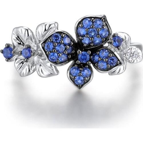Creative Beautiful Flower Rings for Women Fashion Silver Color Jewelry Vintage Stamen Flowers Wedding Bridal Cocktail Rings