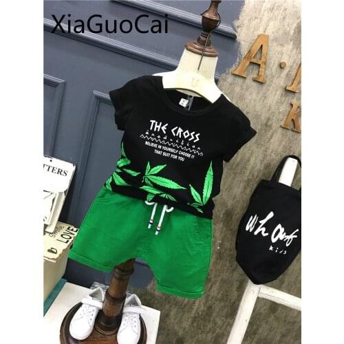 Fashion New Childrens T-shirts and Shorts Boy Summer Sets Tide Small Children Casual Summer Kids Sets