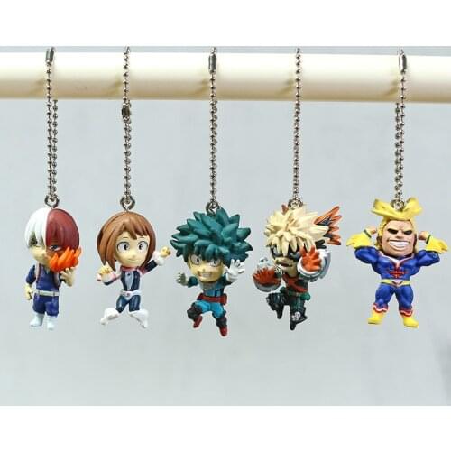 My Hero Academia Izuku Shoto Katsuki All Might Ochaco Q Version Mini PVC Figures Pendants Dolls 5pcs/set