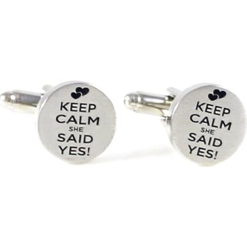 Mens Keep Calm Cuff Links Keep Calm I'M A Doctor She Said Yes Keep Calm And Carry On Cuff Links Wedding Cuff LInks
