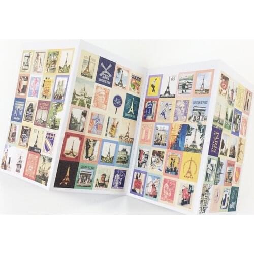 4 Sheets/set Vintage Love In Paris Folding Stamps Stickers DIY Multifunction Scrapbooking Stiker Home Decorative Label