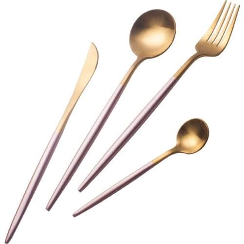 New Portugal Cutlery Set 18/10 Stainless Steel Steak Coffee Knife Fork Spoon Restaurant Hotel Tableware Dinnerware Sets Dropship