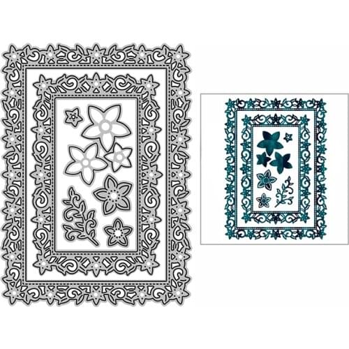 New Lacy Flower Rectangle Frame Craft Embossing Mold 2021 Metal Cutting Dies for DIY Decorative Scrapbooking Album Card Making