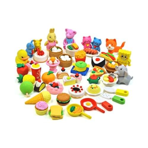 Novelty Cute Erasers For Kids Animal Food Eraser Kawaii Cartoon Rubber Eraser Set Creative Gifts For Kids