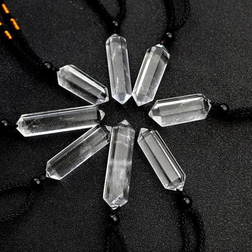 NEW Natural White Crystal Pendant Hexagonal Prism Crystal Ore Gemstone Stone Ornaments High-quality Crystal Jewelry Party Gifts