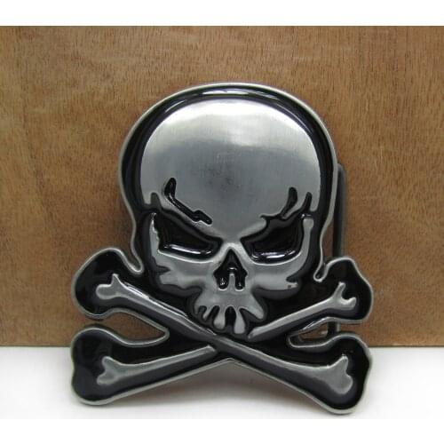 BuckleClub wholesale zinc alloy 3D skull belt buckle jeans gift belt buckle for men FP-02898 pewter finish 4cm width loop