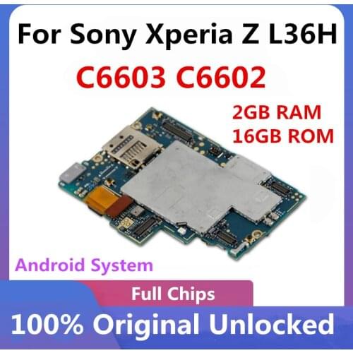 Original Motherboard For Sony Xperia Z L36H C6603 C6602 unlock Motherboard mainboard logic board with full chips Android System