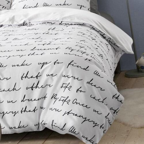 Duvet Cover White Black Gray Comforter/Quilt/Blanket case Twin Full Queen King double single Bedding 220x240 200x200 150 Letter