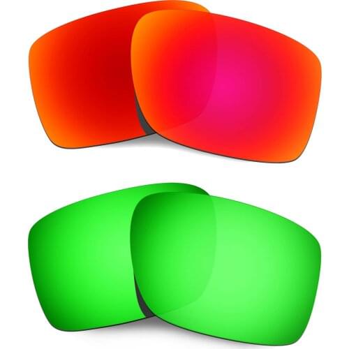 HKUCO For Double Edge Sunglasses Polarized Replacement Lenses - Red&Green 2 Pairs
